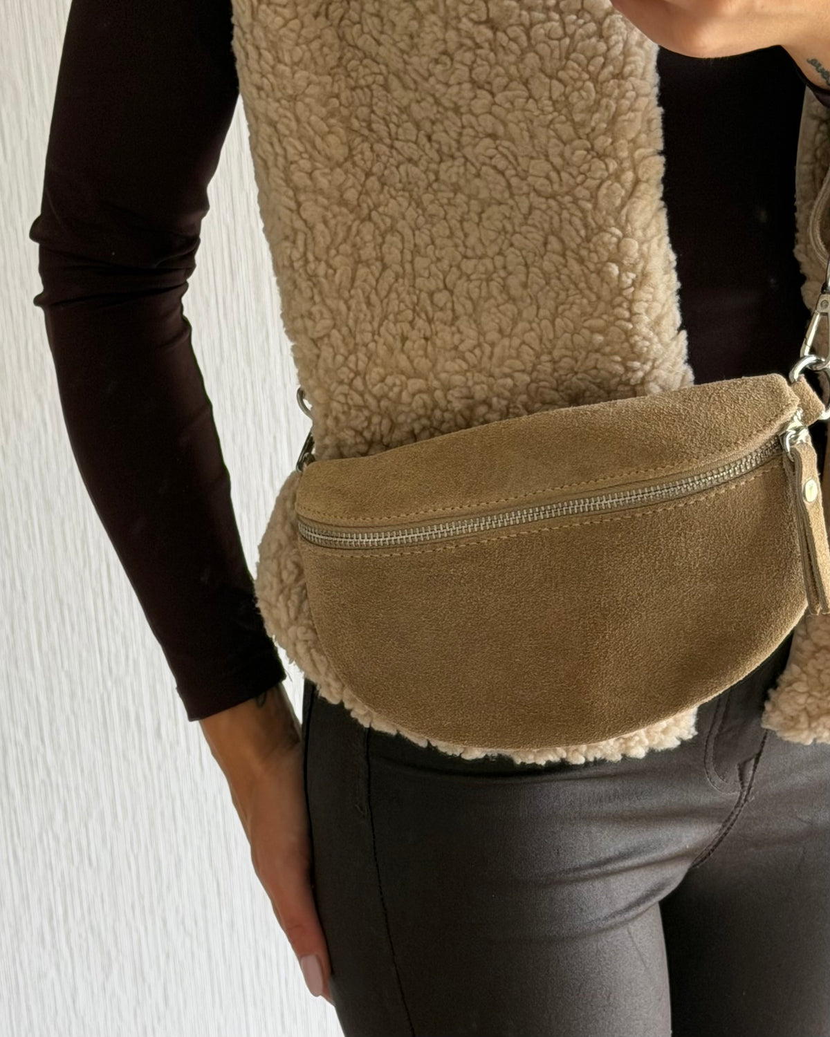 Crossbody Bag | Beige | Echtleder