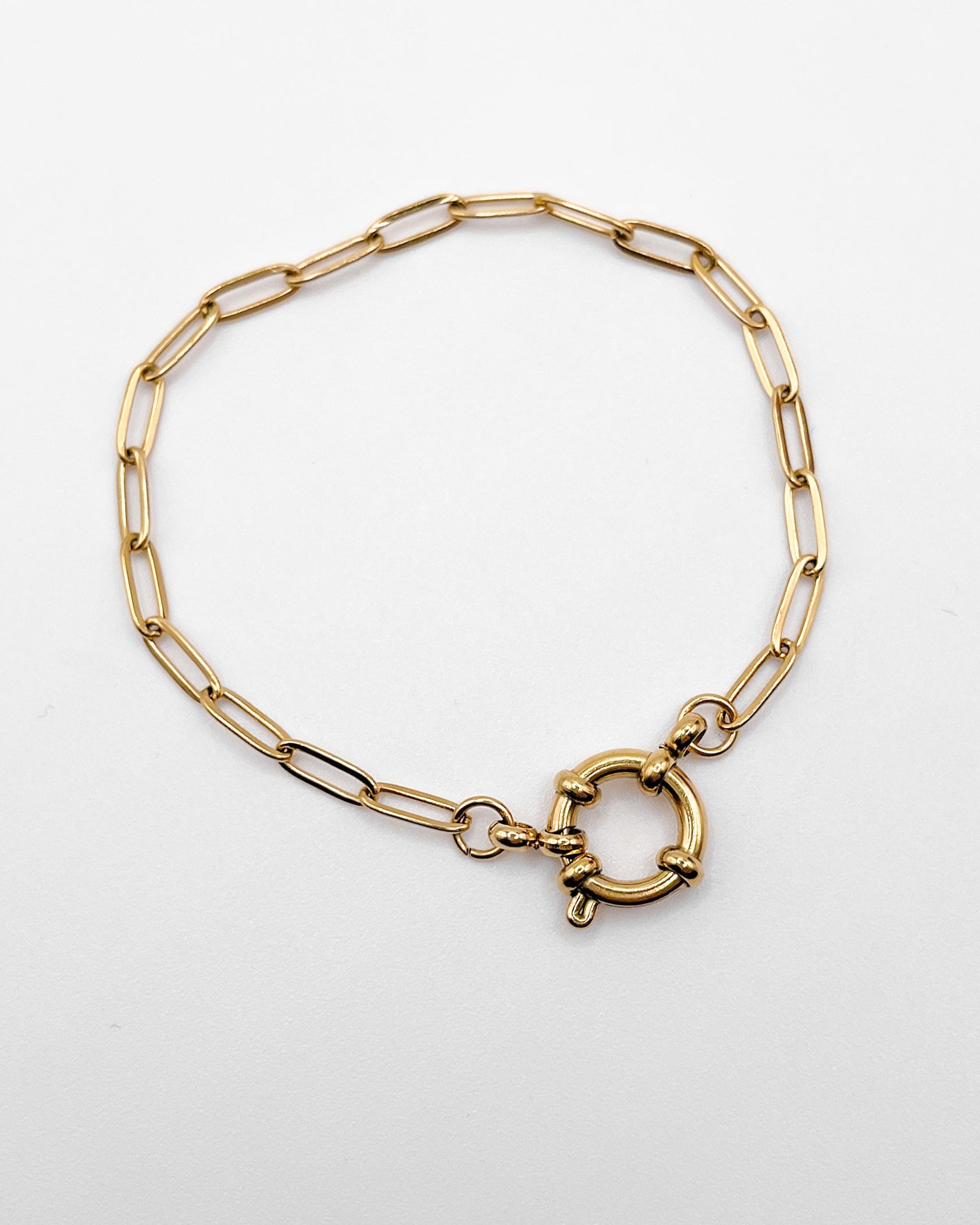 Wasserfestes Edelstahl Armband mit groben Design mit Ösenverschluss um Charms zu befestigen.