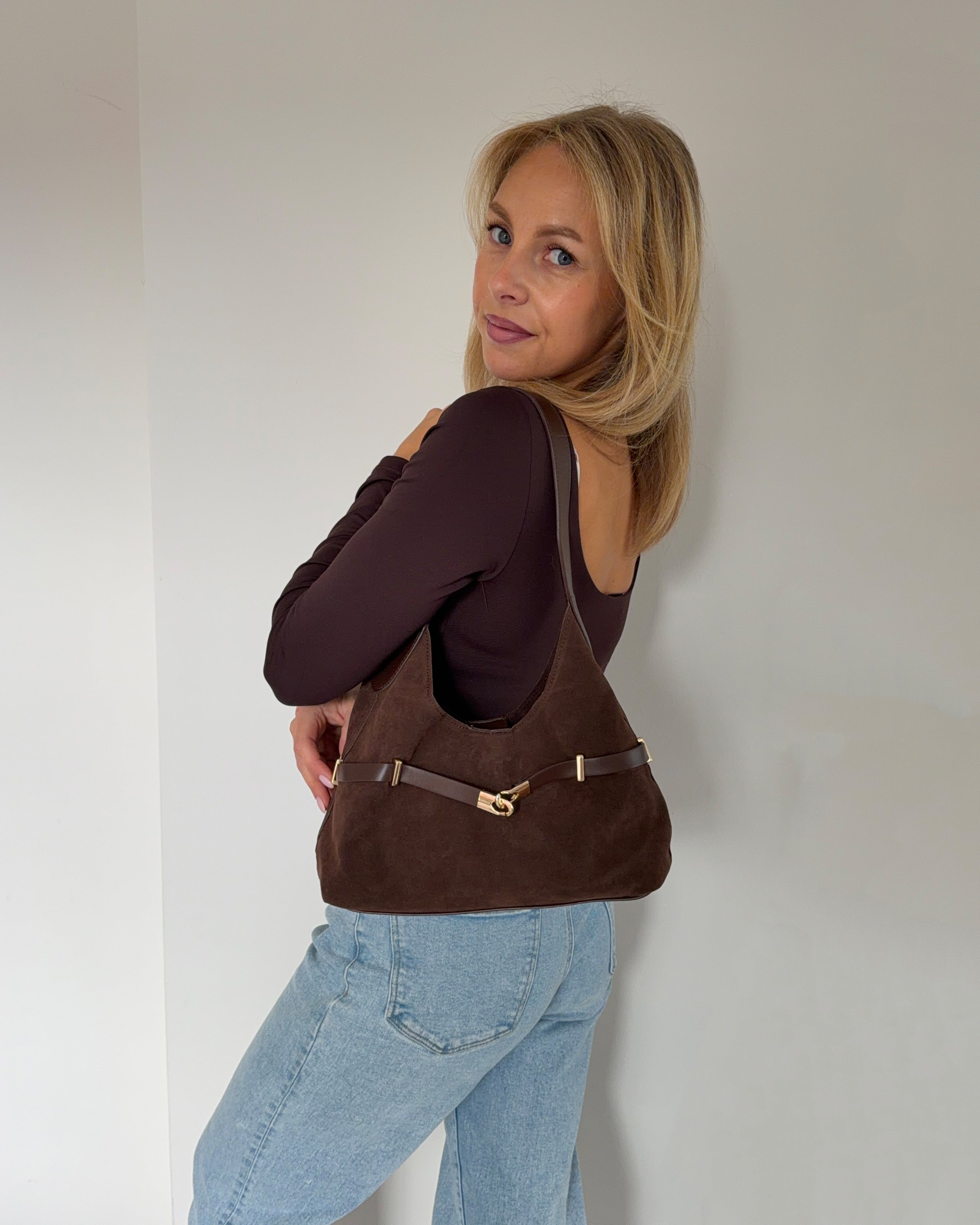 Suede Shoulder Bag | Braun