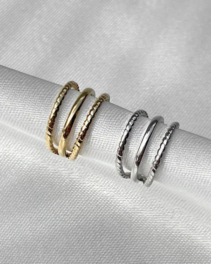 Dreilagiger Edelstahl Earcuff in gold und silber.