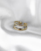 Doppellagiger, verstellbarer wasserfester Edelstahlring in gold.