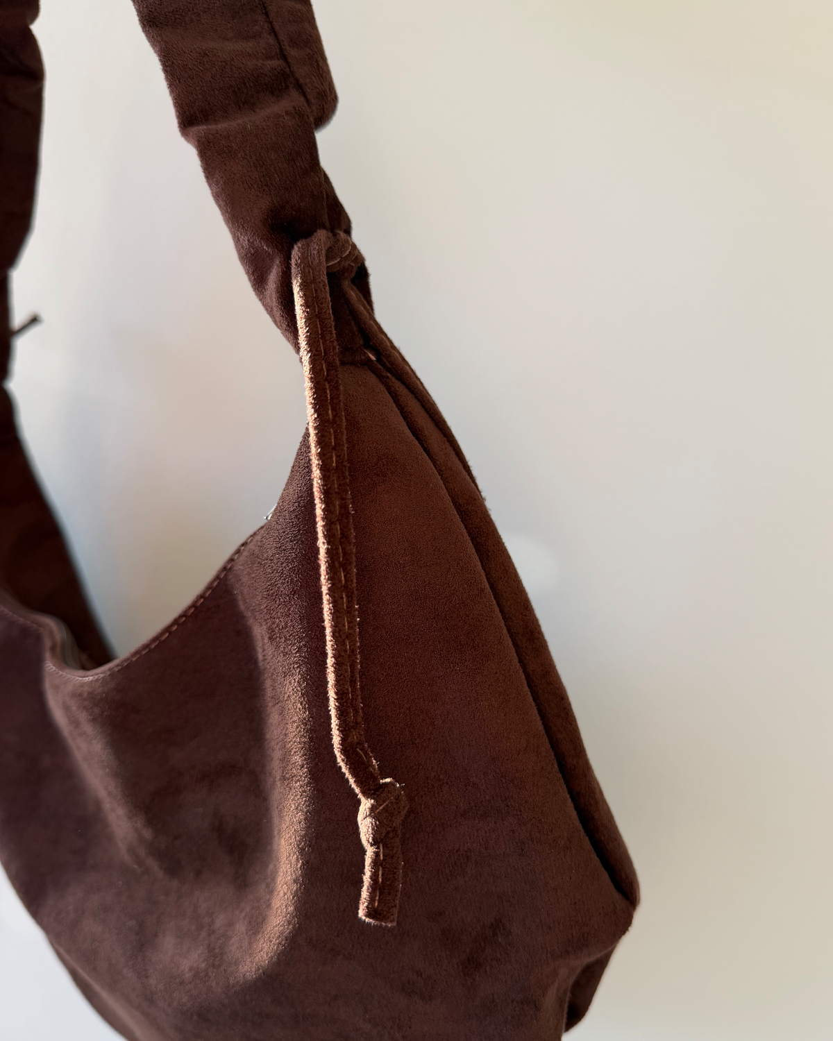 Ruched Suede Shoulder Bag | Braun
