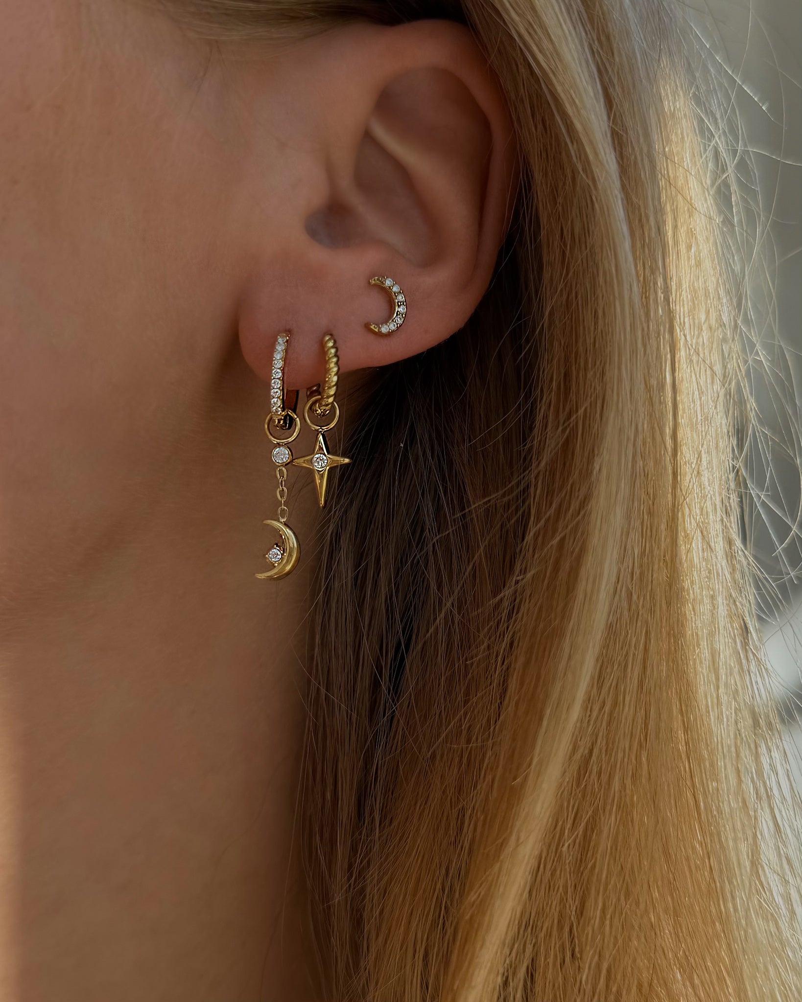Ohrring Stack Moon & Stars