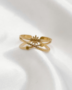 Wasserfester Edelstahl Ring mit Sonnendesign, größenverstellbar in gold,