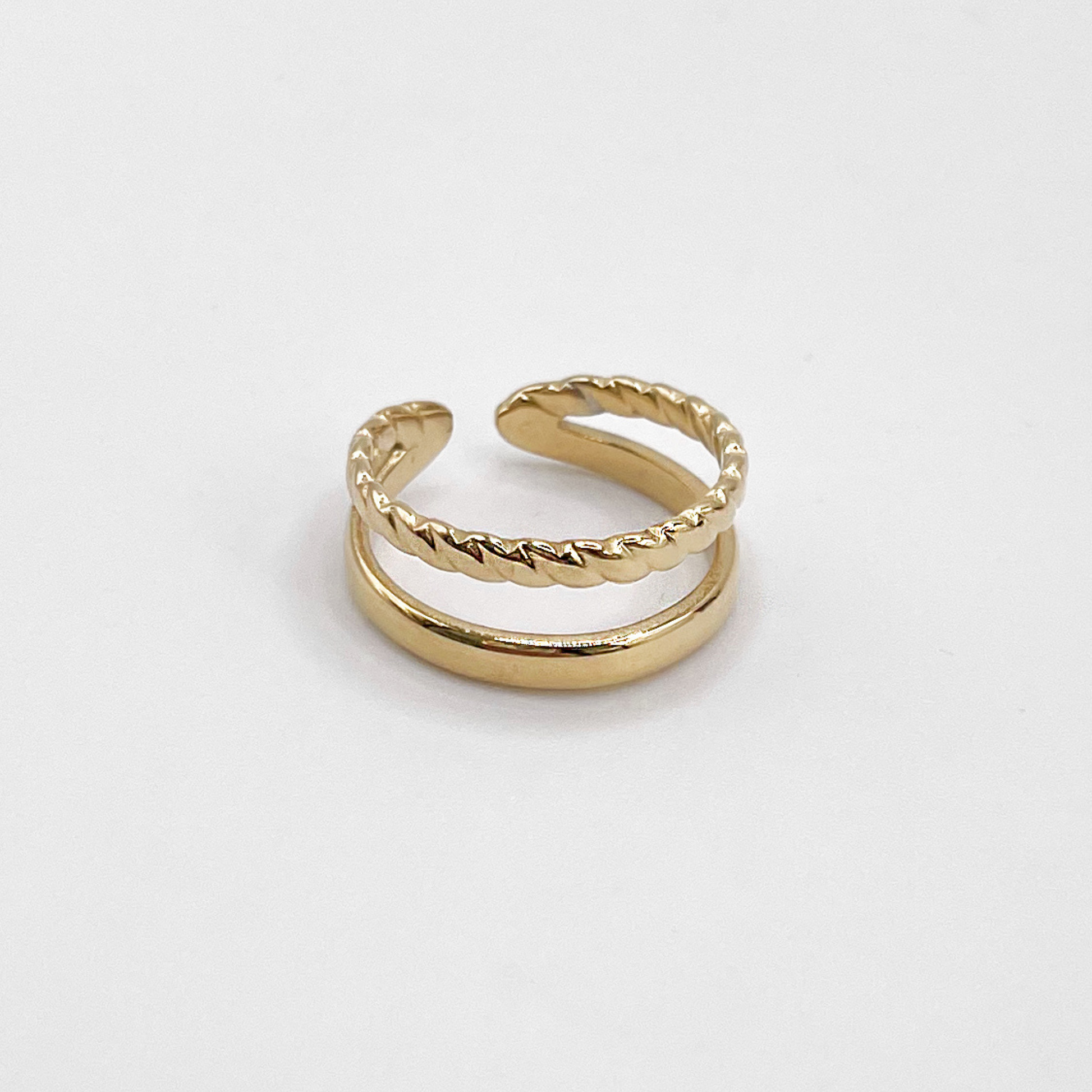 Doppellagiger, verstellbarer wasserfester Edelstahlring in gold.