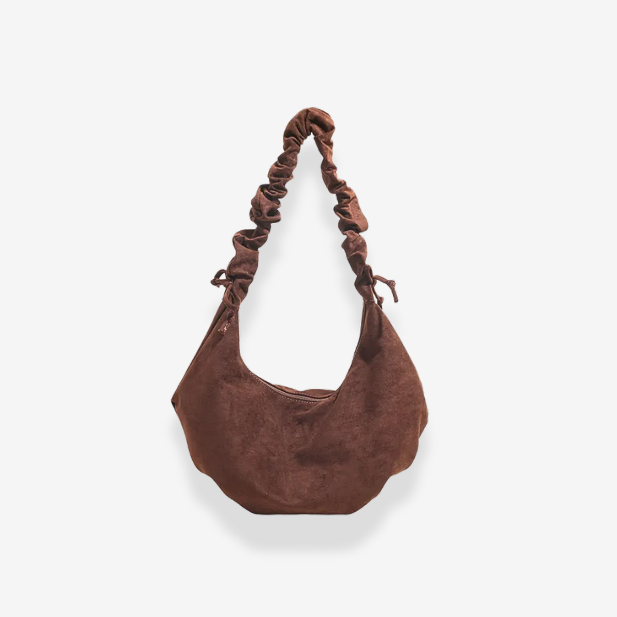 Ruched Suede Shoulder Bag | Braun