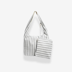 Striped Oversized Bag | Grau & Weiß