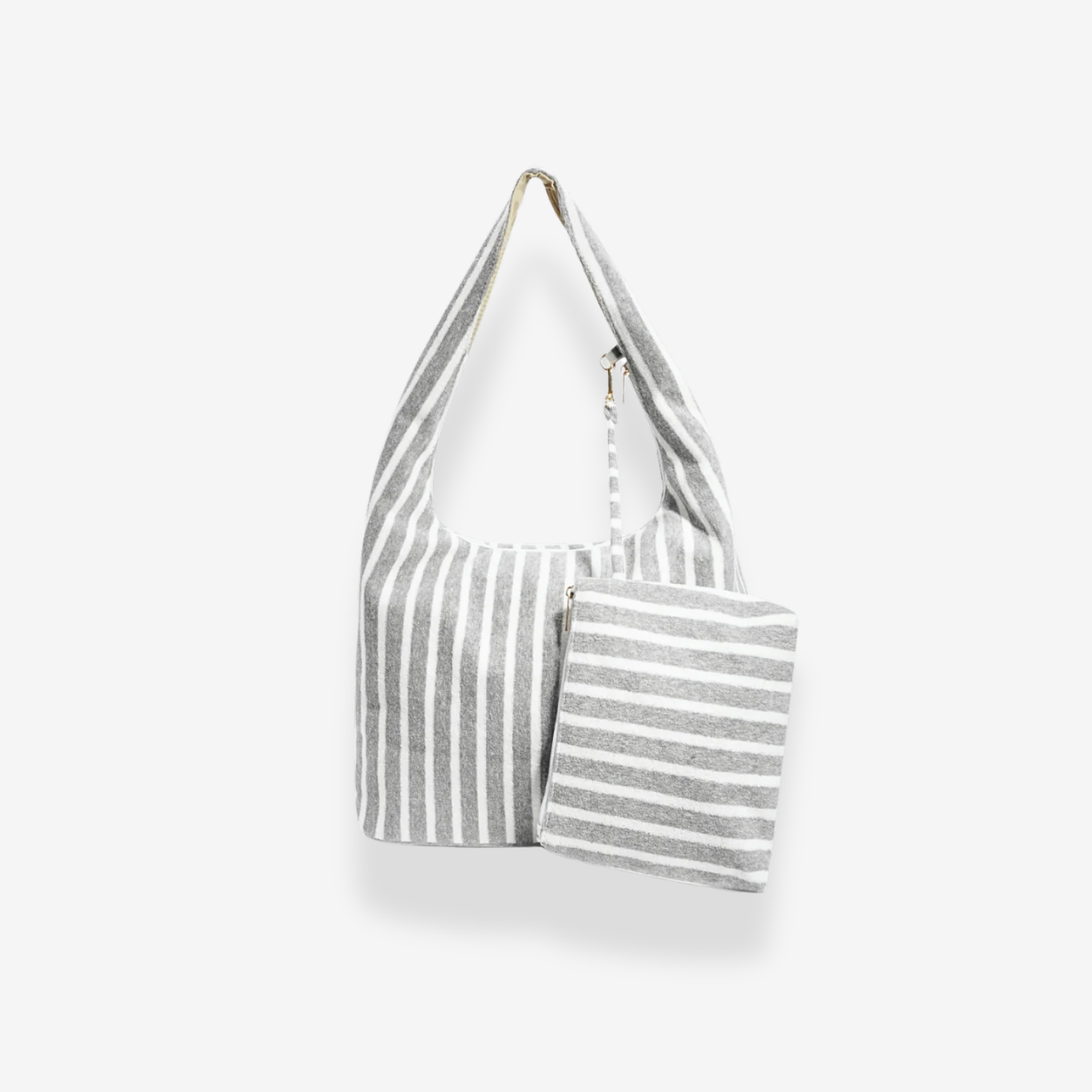 Striped Oversized Bag | Grau & Weiß