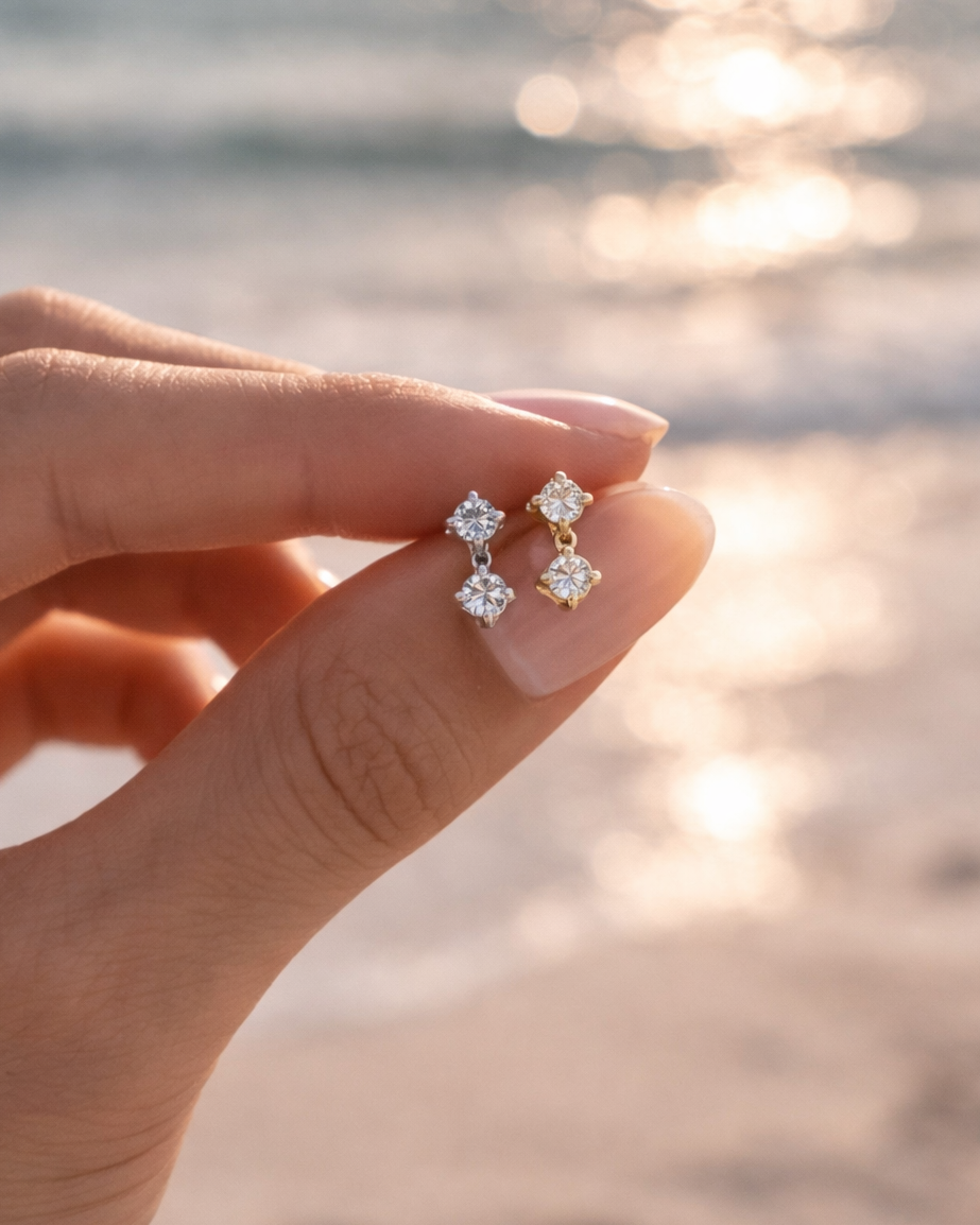 Sparkly Stone Zirkonia Ohrstecker aus Edelstahl 14k