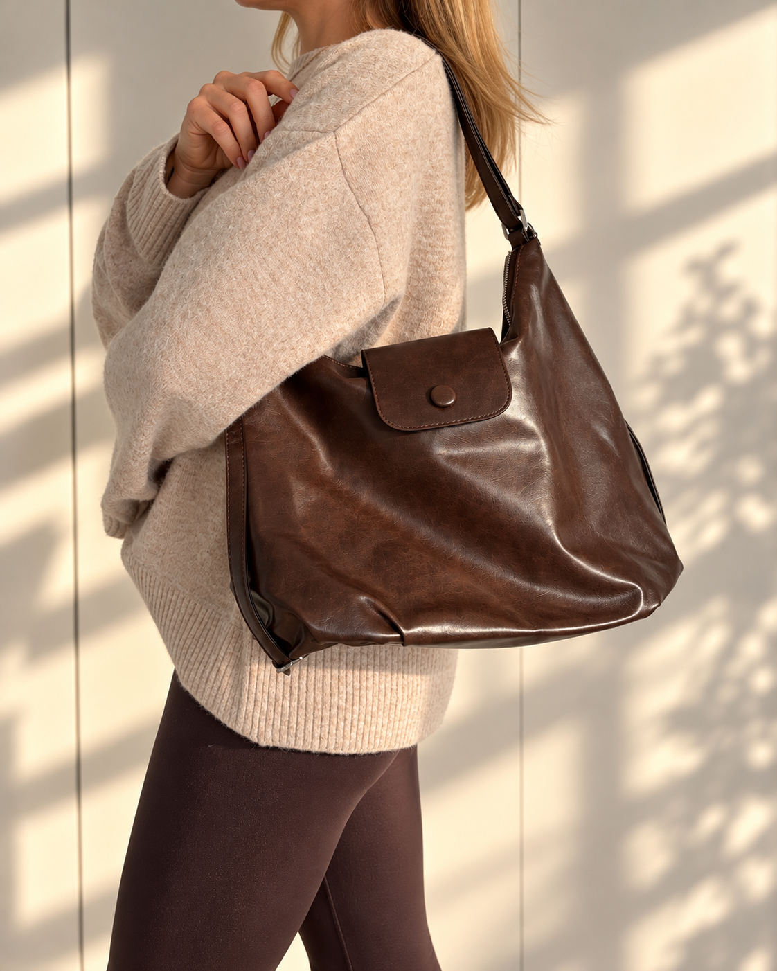 2in1 Shoulder Bag / Rucksack | Dunkelbraun
