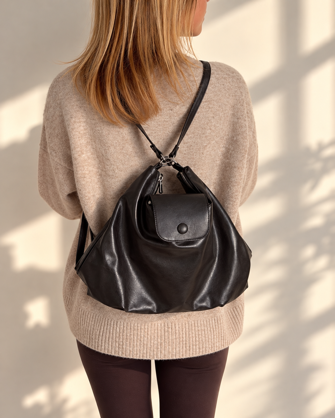 2in1 Shoulder Bag / Rucksack | Schwarz