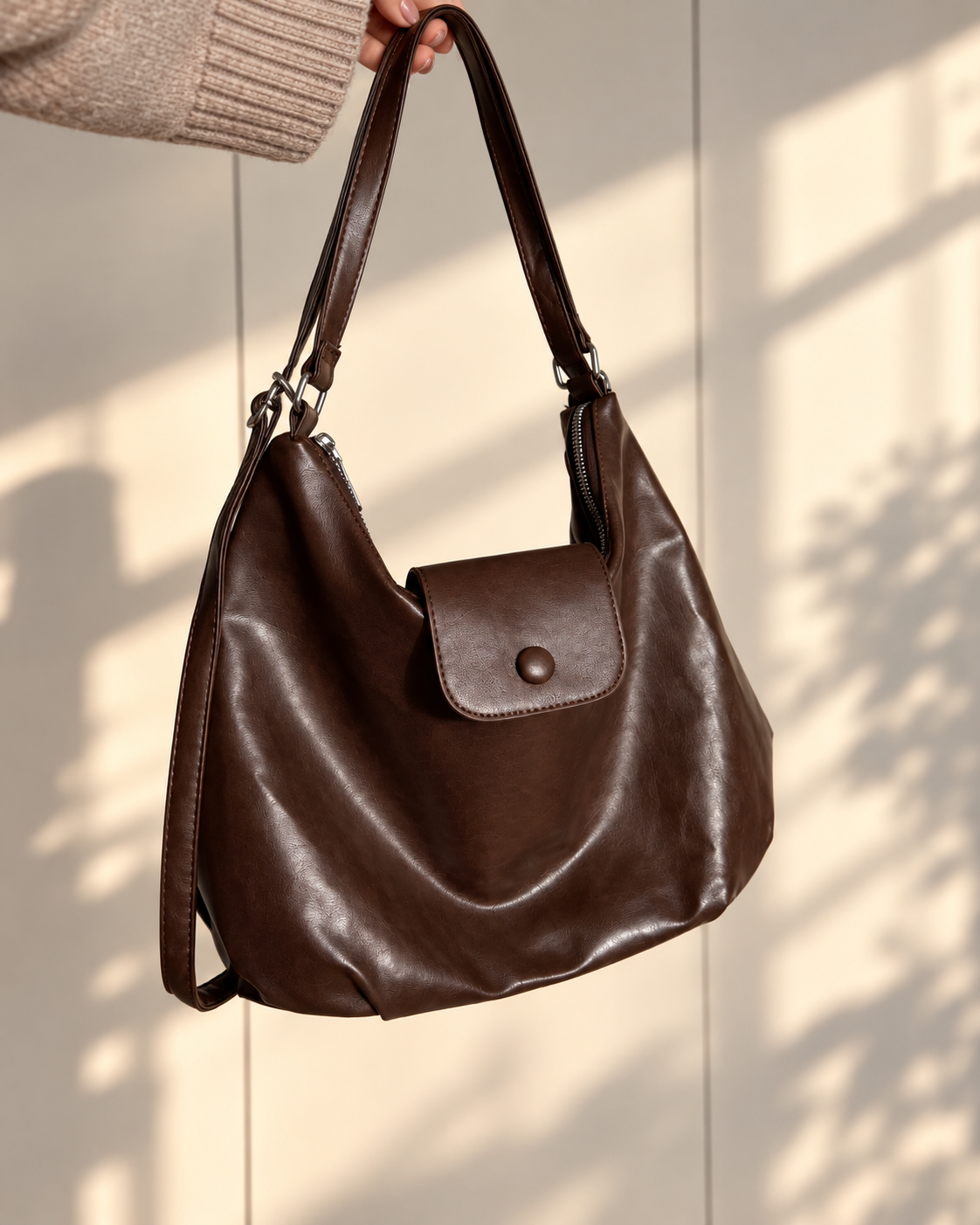 2in1 Shoulder Bag / Rucksack | Dunkelbraun