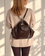 2in1 Shoulder Bag / Rucksack | Dunkelbraun