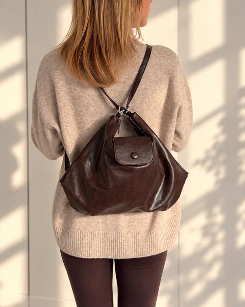 2in1 Shoulder Bag / Rucksack | Dunkelbraun