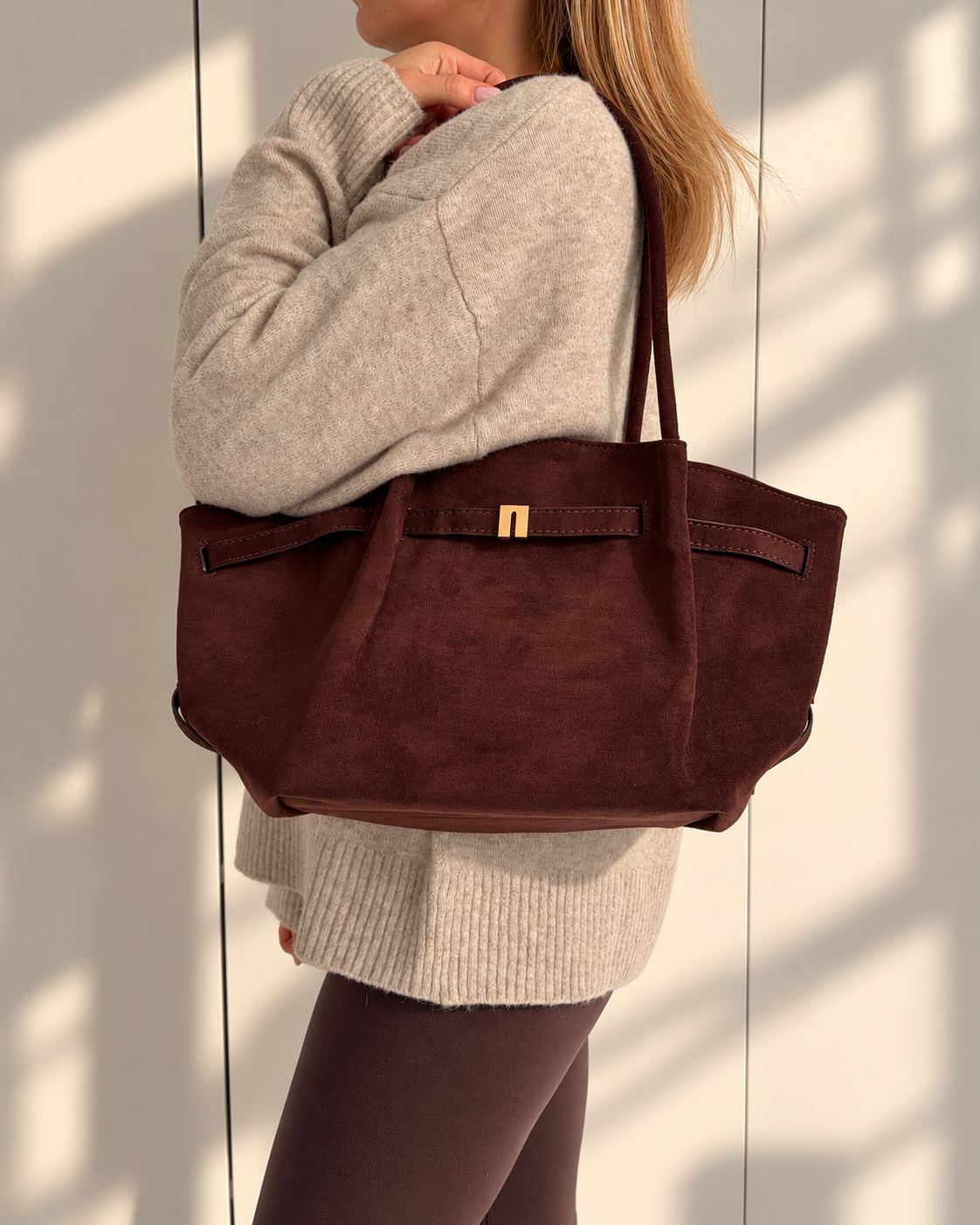 Shopper Bag Suede | Dunkelbraun